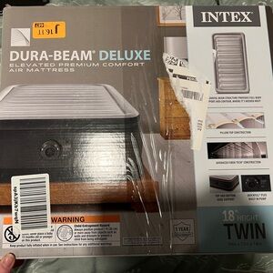 SOLD - Intex Dura-Beam Deluxe Air Mattress - Gray and White